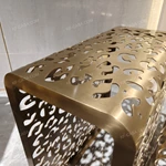 Brushed Gold U-Shaped Side Table with Organic Cutout Pattern
